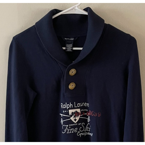 Ralph Lauren Girls Fleece Dress 16 XL Navy Blue Shawl Collar Long Sleeve Casual - Picture 2 of 12